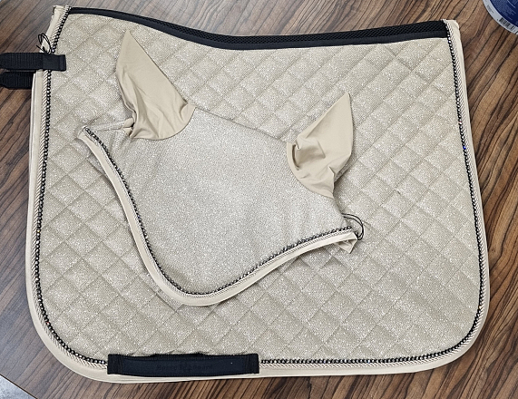  SET MILVA HOOD & SADDLE PAD BEIGE COB